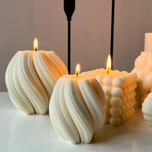 3D Rotating Pillar Candle Silicone Mold – Geometric Wave 1